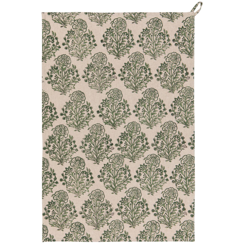 Viridian Block Print Dishtowel