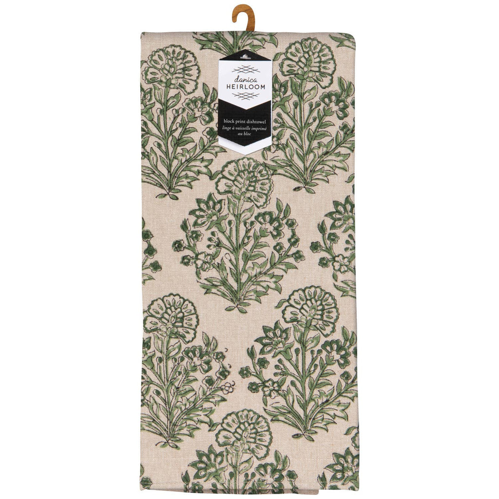 Viridian Block Print Dishtowel