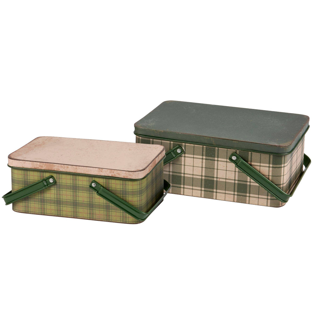 Green Tartan Bin Set
