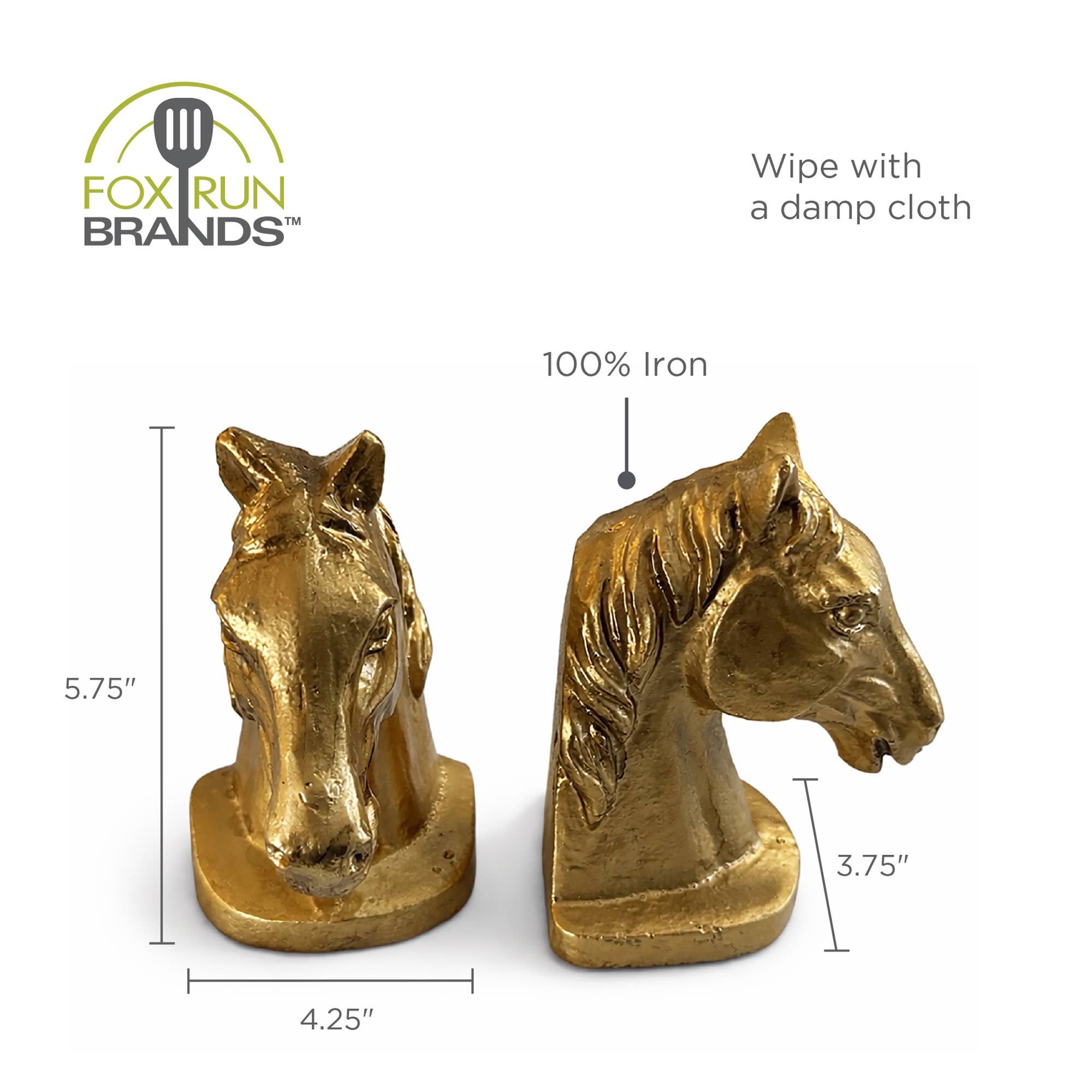 Fox Run Horse Head Decorative Bookend Set, Set of 2