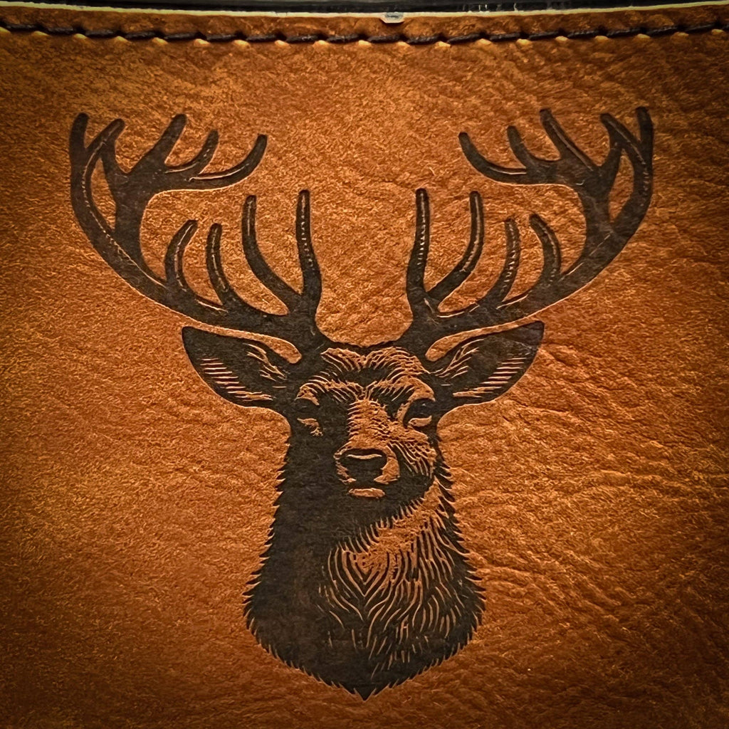 Deer - 6 oz Leatherette Wrapped Flask: Rawhide