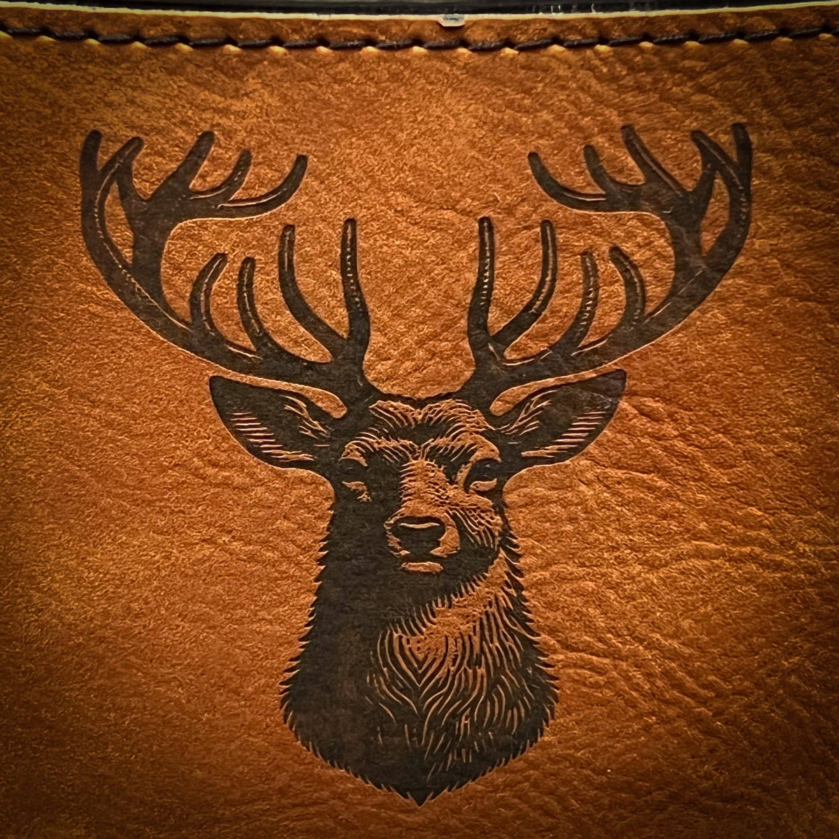 Deer - 6 oz Leatherette Wrapped Flask: Rawhide