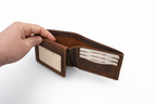 Men’s Full-Grain Crazy Leather Bifold Wallet with ID Window : Brown