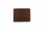 Men’s Full-Grain Crazy Leather Bifold Wallet with ID Window : Brown