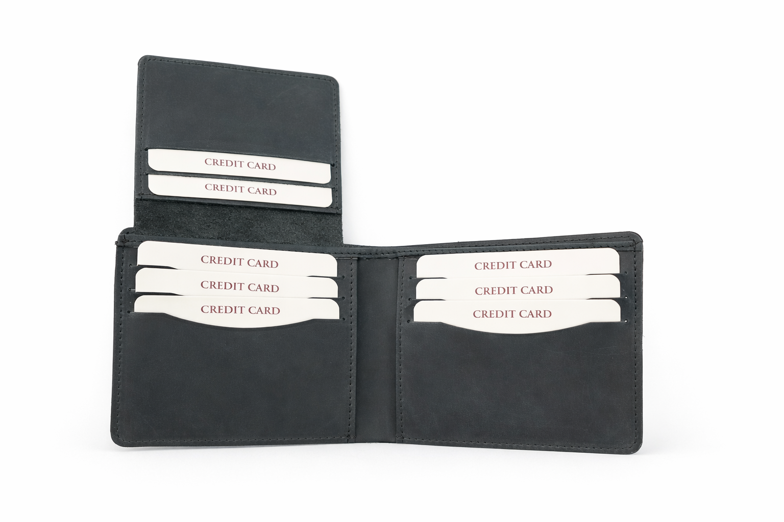 Men’s Full-Grain Crazy Leather Bifold Wallet with ID Window : Brown