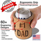 Beer Koozie - Hand Carved Wood - Buck/Stag/Deer Engraving