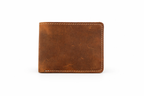 Men’s Full-Grain Crazy Leather Bifold Wallet with ID Window : Brown