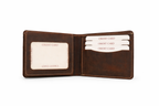 Men’s Full-Grain Crazy Leather Bifold Wallet with ID Window : Brown