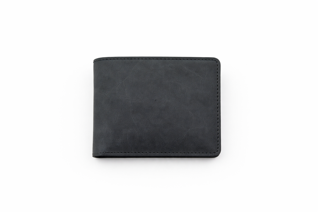 Men’s Full-Grain Crazy Leather Bifold Wallet with ID Window : Brown