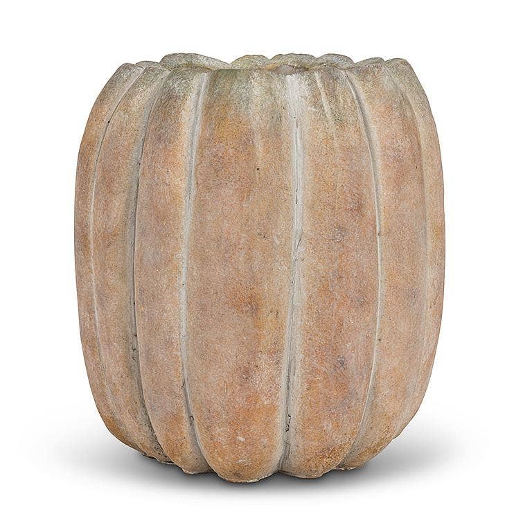 Cement Pumpkin Planter: Large Low (6.5"W)
