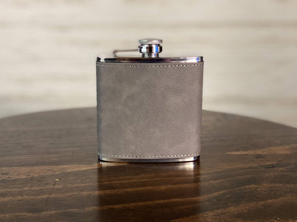 Deer - 6 oz Leatherette Wrapped Flask: Rawhide