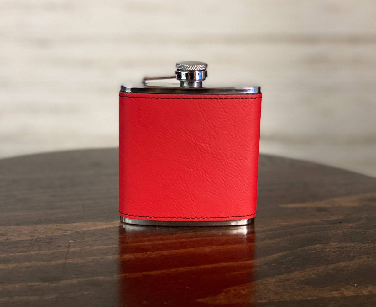 Deer - 6 oz Leatherette Wrapped Flask: Rawhide